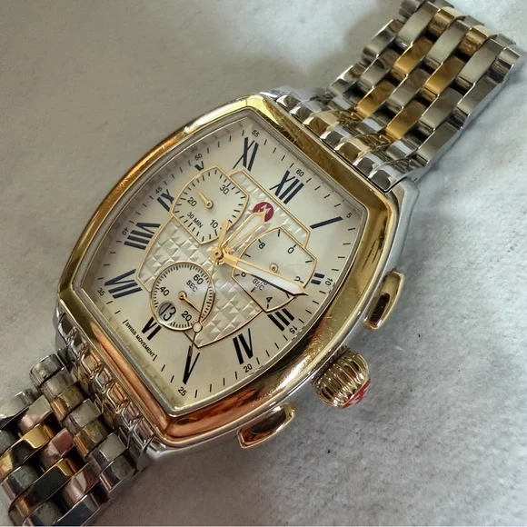 Michele Releve Two Tone Stainless and 18k Watch